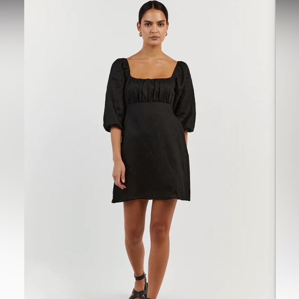 DISSH Black Linen Mini Dress / US 10